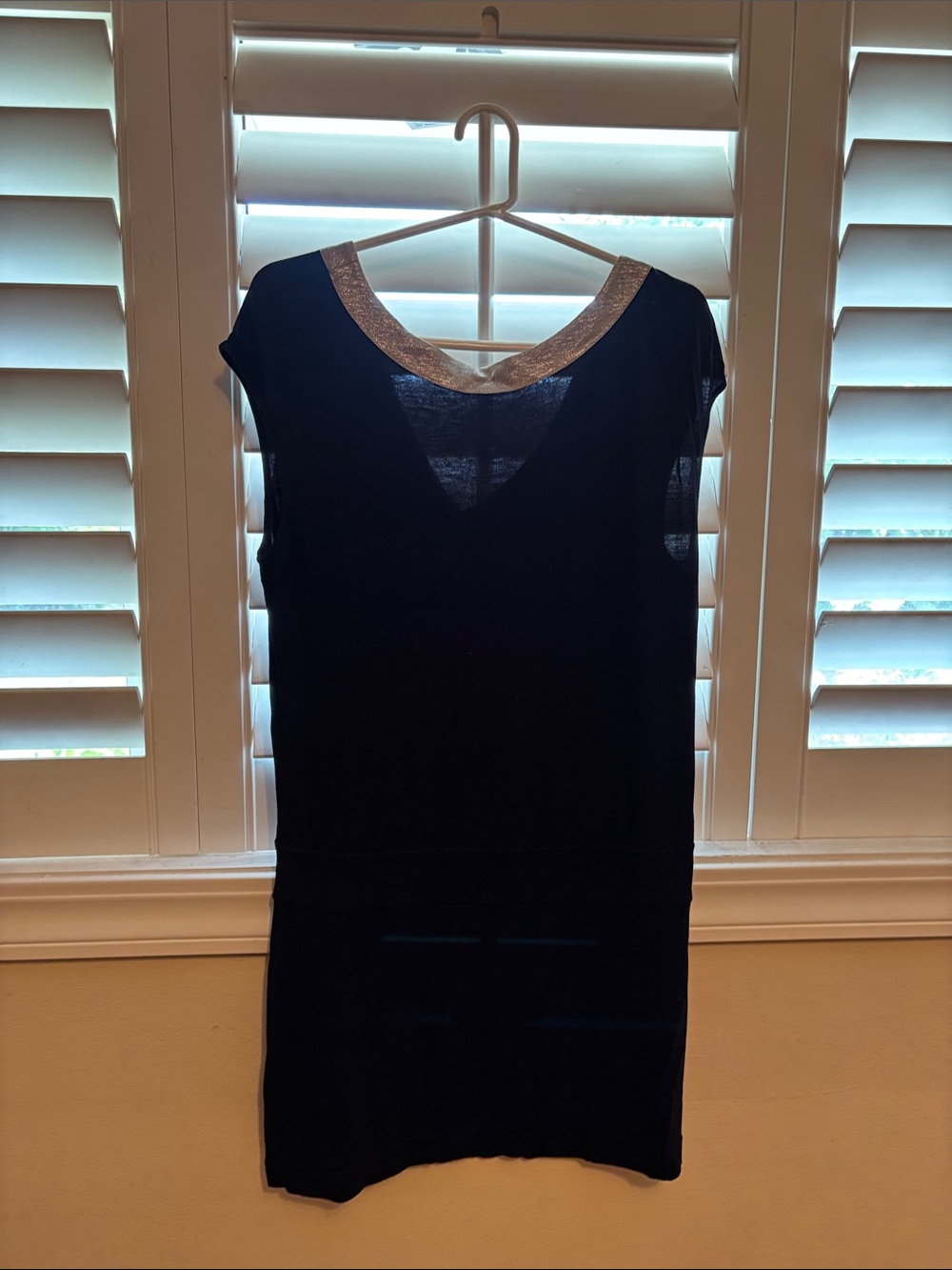 Black Mini Dress with Metallic Trim